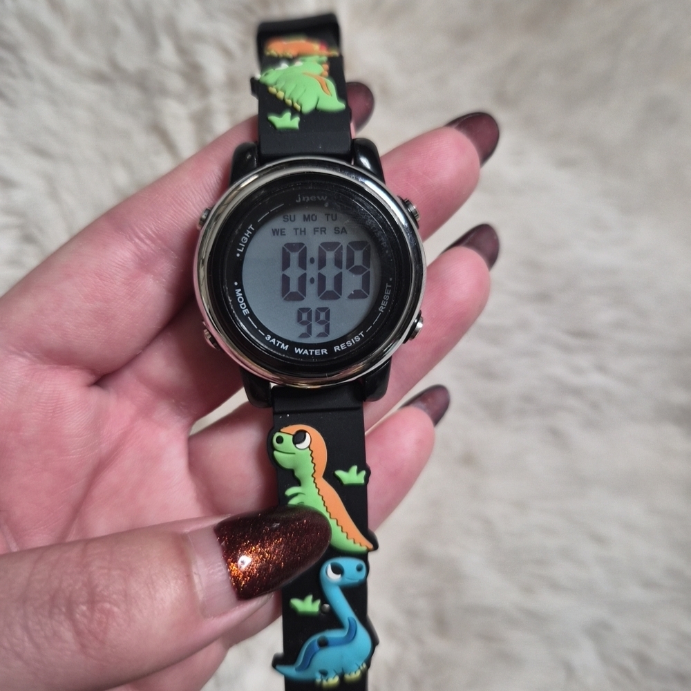 Jnew Kids Watch Digital Dinosaur Dino Black Green Blue Boys Girls Unisex 3ATM ✨️